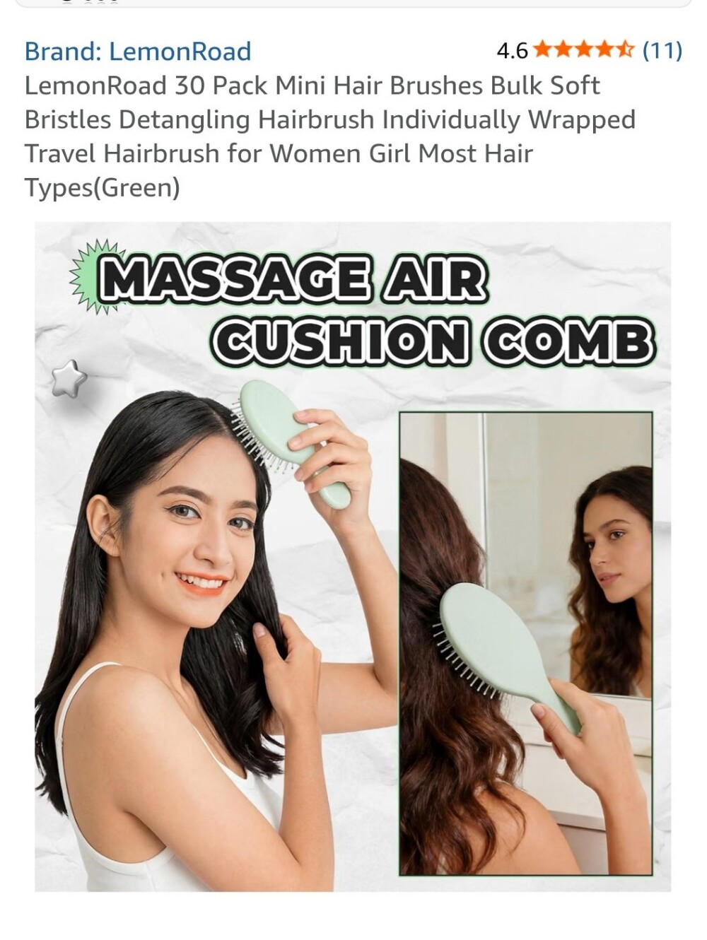 Lemon Mint Green Air Cushion Massage Hair Brush  30 Total New Perfect For Group
